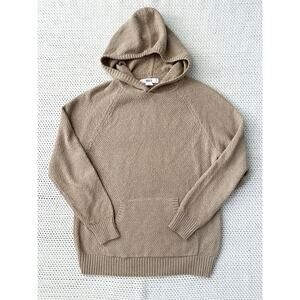 Wilt Beige Oatmeal Texture Knit Pullover Kangaroo Pocket Cotton Hoodie Small Men